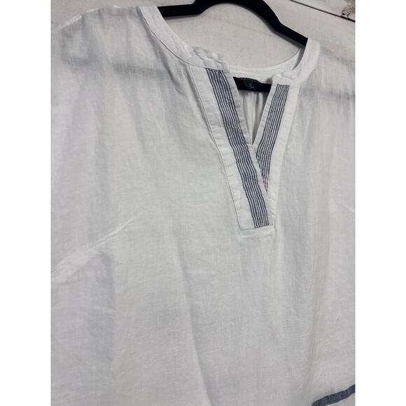 Talbots Size SM White Linen Top With Blue Accents - Picture 6 of 6